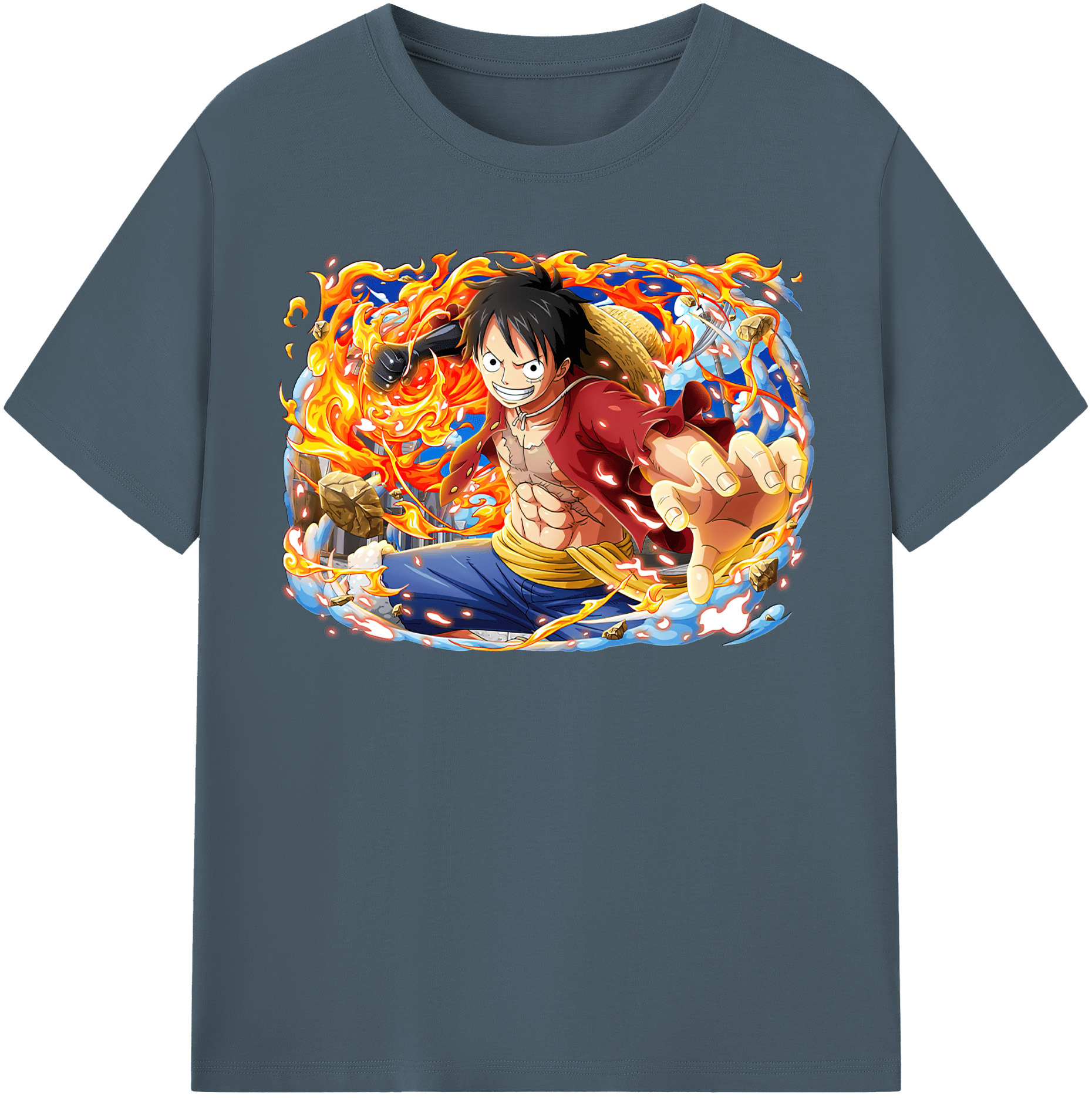ワンピース モンキー・D・ルフィ ONE PIECE Monkey D. Luffy 綿100％半袖Tシャツ（フロントプリント）